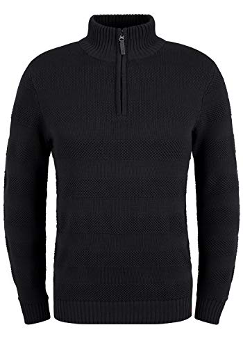 Blend Gaspar Herren Strickpullover Troyer Feinstrick Pullover Troyer, Größe:L, Farbe:Black (194007) von b BLEND