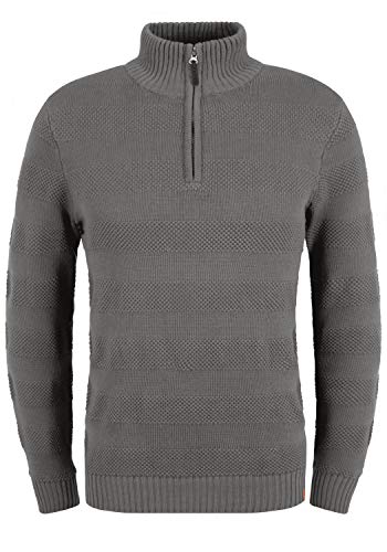 Blend Gaspar Herren Strickpullover Troyer Feinstrick Pullover Troyer, Größe:L, Farbe:Pewter Mix (200277) von b BLEND