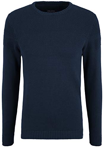 Blend Gastamo Herren Strickpullover Feinstrick Pullover mit Rundhalsausschnitt, Größe:L, Farbe:Dress Blues (194024) von b BLEND