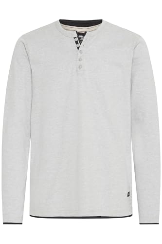 Blend He BHTee Herren Longsleeve Langarmshirt Shirt Basic Baumwollmischung Knopfleiste V-Ausschnitt Regular fit, Größe:M, Farbe:Stone Mix (200274) von b BLEND