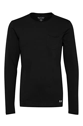 Blend Herren 20703060 Langarmshirt, Schwarz (Black 70155), Large (Herstellergröße: L) von b BLEND