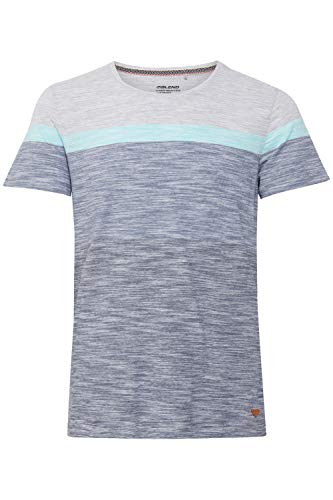 Blend Jakob Herren T-Shirt Kurzarm Shirt mit Colorblockmuster und Rundhalsausschnitt aus 100% Baumwolle, Größe:L, Farbe:Dark Denim (194118) von b BLEND