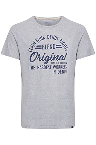 Blend Mike Herren T-Shirt Kurzarm Shirt mit Print aus 100% Baumwolle, Größe:M, Farbe:Stone Mix (200274) von b BLEND