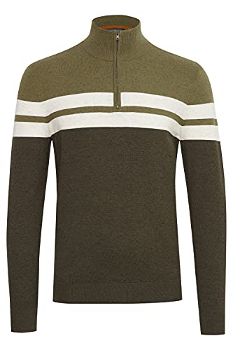 Blend Naresh Herren Strickpullover Troyer Feinstrick Pullover mit Stehkragen aus 100% Baumwolle, Größe:L, Farbe:Deep Depths (190413) von b BLEND