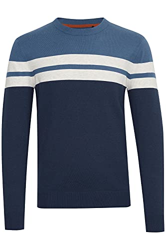 Blend Narius Herren Strickpullover Feinstrick Pullover mit Rundhalsausschnitt aus 100% Baumwolle, Größe:XL, Farbe:Dress Blues (194024) von b BLEND