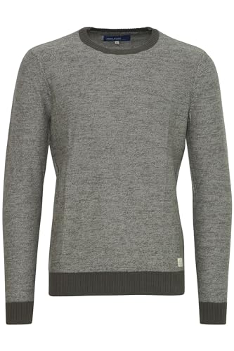 Blend BHNathan Herren Strickpullover Feinstrick Pullover mit Rundhals-Ausschnitt Rippbündchen 100% Baumwolle Regular fit, Größe:M, Farbe:Ebony Grey (75111) von b BLEND