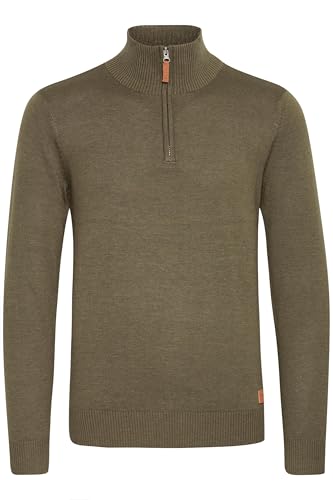 Blend Robin Herren Strickpullover Troyer Feinstrick Pullover Mit Stehkragen Und Reißverschluss, Größe:S, Farbe:Burnt Olive (77011) von b BLEND
