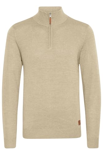 Blend Robin Herren Strickpullover Troyer Feinstrick Pullover Mit Stehkragen Und Reißverschluss, Größe:S, Farbe:Sand Mix (70810) von b BLEND