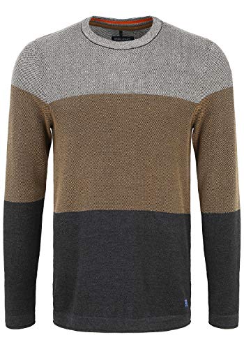 Blend Sabino Herren Strickpullover Feinstrick Pullover mit Rundhalsausschnitt, Größe:L, Farbe:Charcoal Mix (200278) von b BLEND