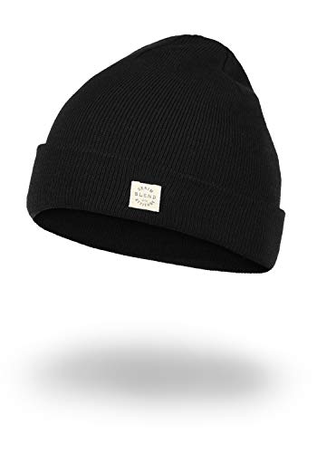 Blend Scam Herren Wintermütze Beanie Mütze Unisex Mit Logobadge, Größe:ONE Size, Farbe:Black (70155) von b BLEND