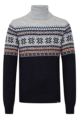 Blend Tjesse Herren Rollkragenpullover Pullover mit Norwegermuster, Größe:L, Farbe:Dark Navy (194013) von b BLEND