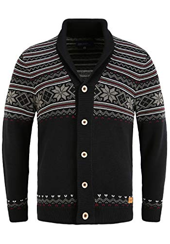 Blend Velero Herren Strickjacke Cardigan Grobstrick mit Schalkragen, Größe:L, Farbe:Black (194007) von b BLEND