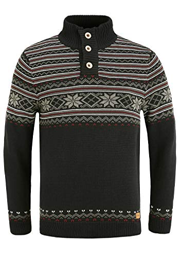 Blend Velleo Herren Strickpullover Troyer Grobstrick Pullover, Größe:L, Farbe:Black (194007) von b BLEND