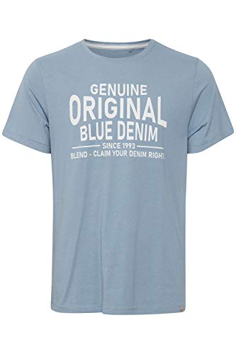 b BLEND Bona Herren T-Shirt Kurzarm Shirt mit Print und Rundhalsausschnitt, Größe:M, Farbe:Faded Denim (174021) von b BLEND