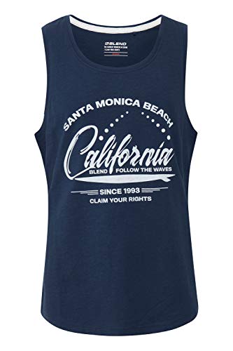 b BLEND Galifo Herren Tank Top mit Print und Rundhalsausschnitt, Größe:M, Farbe:Dress Blues (194024) von b BLEND