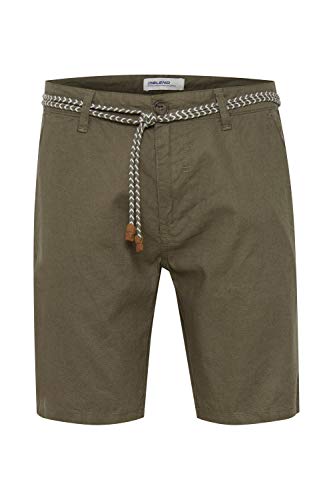 Blend BHMennok Herren Leinenshorts Kurze Leinenhose Bermuda mit Gürtel Regular fit, Größe:M, Farbe:Dusty Olive (180515) von b BLEND