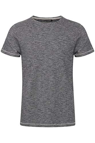 b BLEND Muddy Herren T-Shirt aus Baumwolle Kurzarm Shirt meliert mit Rundhalsausschnitt, Größe:L, Farbe:Black (194007) von b BLEND