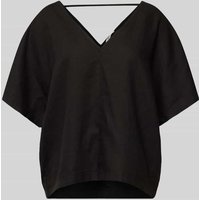 B.Young Blusenshirt aus Leinen-Viskose-Mix mit V-Ausschnitt in Black, Größe 38 von b.Young