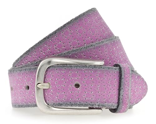 b.belt Tessa Gold Ledergürtel W105 Pink/Silver Metallic von b.belt