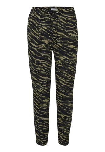 Byoung Damen Elegante Business Stoffhose Casual Marlene Pants Tunnelzug Ankle Trousers Rizetta, Farben:Khaki, Größe:L von b.young