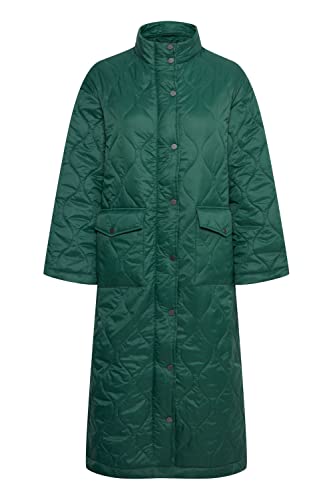 b.young BYASINE Damen Steppmantel Wintermantel Winterjacke Lange Jacke mit Knopfleiste Stehkragen aufgesetzte Taschen, Größe:38, Farbe:Botanical Garden (195220) von b.young