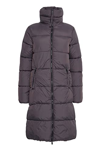 b.young BYBOMINA COAT Damen Steppmantel Wintermantel Winterjacke dick gefüttert lang geschnitten hoher Stehkragen Reißverschluss-Taschen, Größe:36, Farbe:Blackened Pearl (193917) von b.young