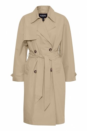 b.young BYCALEA TRENCHCOAT Damen Übergangsjacke Kurzjacke Jacke glattes Futter Umlegekragen 100% Polyester relaxed fit, Größe:36, Farbe:Safari (151116) von b.young