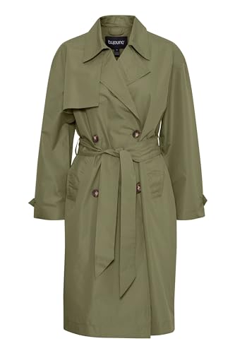 b.young BYCALEA TRENCHCOAT Damen Übergangsjacke Kurzjacke Jacke glattes Futter Umlegekragen 100% Polyester relaxed fit, Größe:44, Farbe:Aloe (170620) von b.young