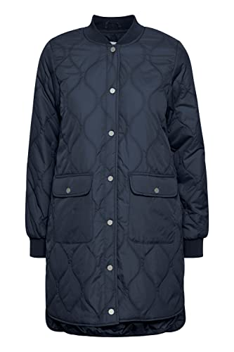 b.young BYCANNA COAT Damen Steppjacke Übergangsjacke Jacke mit Druckknöpfen und großen Taschen Bomberkragen Regular Fit, Größe:38, Farbe:Total Eclipse (194010) von b.young