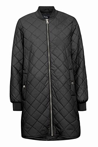 b.young BYCANNA Damen Steppmantel Wintermantel Winterjacke Lange Jacke mit Reißverschluss seitliche Eingrifftaschen Ripp-Kragen, Größe:38, Farbe:Black (200451) von b.young