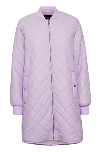 b.young BYCANNA Damen Steppmantel Wintermantel Winterjacke Lange Jacke mit Reißverschluss seitliche Eingrifftaschen Ripp-Kragen, Größe:36, Farbe:Purple Rose (153716) von b.young