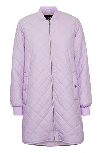 b.young BYCANNA Damen Steppmantel Wintermantel Winterjacke Lange Jacke mit Reißverschluss seitliche Eingrifftaschen Ripp-Kragen, Größe:40, Farbe:Purple Rose (153716) von b.young