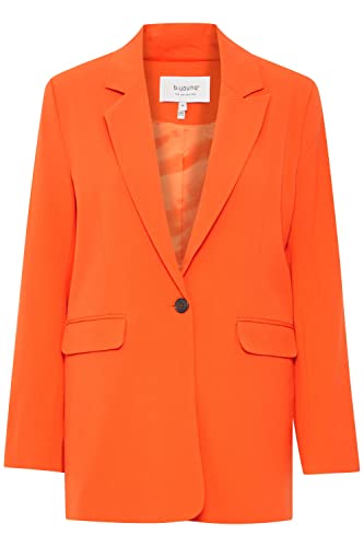 b.young BYDANTA Damen Blazer Longblazer Jacke mit Reverskragen und Knopf Regular Fit mit Stretch Langer Schnitt, Größe:34, Farbe:Orangeade (171461) von b.young