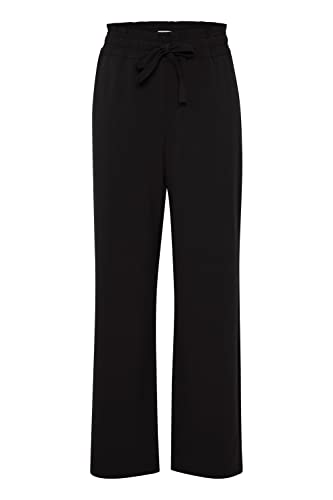 b.young BYDANTA Casual Pant Y Damen Hose Stoffhose mit Stretch Straight Leg Gerades Bein elastischer Bund mit Tunnelzug Regular-Fit, Größe:42, Farbe:Black (200451) von b.young