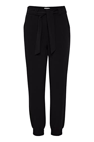 b.young BYDANTA Cuff Pants 2 Damen Hose Stoffhose mit Gürtel und Bündchen Regular Fit mit Stretch, Größe:40, Farbe:Black (200451) von b.young