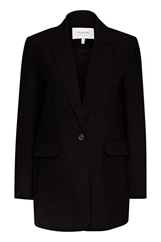 b.young BYDANTA Damen Blazer Longblazer Jacke mit Reverskragen und Knopf Regular Fit mit Stretch Langer Schnitt, Größe:40, Farbe:Black (200451) von b.young