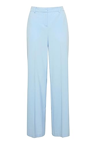 b.young BYDANTA Wide Leg Pants 2 Damen Hose Stoffhose Weites Bein mit Bügelfalte und Gürtelschlaufen mit Stretch Regular Fit, Größe:38, Farbe:Blue Bell (144121) von b.young