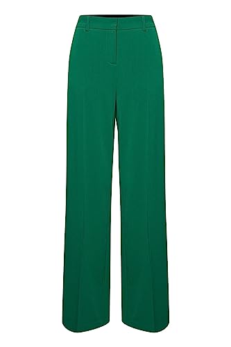 b.young BYDANTA Wide Leg Pants 2 Damen Hose Stoffhose Weites Bein mit Bügelfalte und Gürtelschlaufen mit Stretch Regular Fit, Größe:38, Farbe:Verdant Green (196026) von b.young