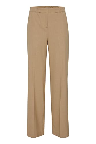 b.young BYDANTA Wide Leg Pants 2 Damen Hose Stoffhose Weites Bein mit Bügelfalte und Gürtelschlaufen mit Stretch Regular Fit, Größe:42, Farbe:Tannin Melange (1713201) von b.young