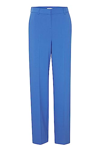 b.young BYDANTA Wide Leg Pants 2 Damen Hose Stoffhose Weites Bein mit Bügelfalte und Gürtelschlaufen mit Stretch Regular Fit, Größe:44, Farbe:Strong Blue (184051) von b.young