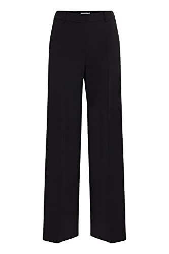 b.young BYDanta Damen Hose Stoffhose Weites Bein mit Bundfalten Gürtelschlaufen Eingrifftaschen Stretch Regular Fit, Größe:38, Farbe:Black (80001) von b.young