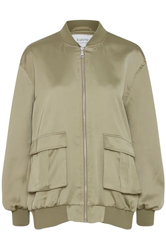 b.young BYESTO BOMBER JACKET Damen Übergangsjacke Kurzjacke Jacke glattes Futter Rundhals 96% Polyester, 4% Elasthan loose fit, Größe:38, Farbe:Aloe (170620) von b.young