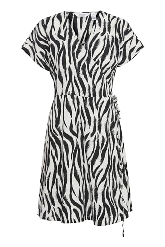 b.young BYFALAKKA Damen Kleid Freizeitkleid Blusenkleid V-Ausschnitt Leinenmix Regular fit, Größe:40, Farbe:Black Animal Mix (202912) von b.young