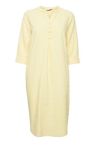 b.young BYFALAKKA Damen Kleid Freizeitkleid aus LeinenmixKleid mit Knopfleiste und kurzem Stehkragen, Größe:36, Farbe:Italian Straw (130917) von b.young