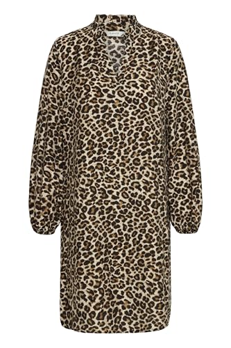 b.young BYHinva Damen Kleid Webkleid Freizeitkleid mit Rüschen-Kragen V-Ausschnitt A-Linie, Größe:40, Farbe:Coffee Liqueúr Mix (202189) von b.young