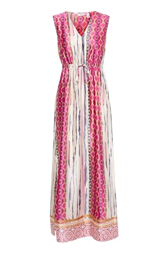 b.young BYIPOLI Damen Maxikleid Freizeitkleid Kleid mit Bindeband V-Ausschnitt Seitenschlitze Regular fit, Größe:40, Farbe:Festival Fuchsia Mix (201322) von b.young