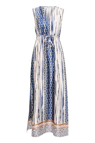 b.young BYIPOLI Damen Maxikleid Freizeitkleid Kleid mit Bindeband V-Ausschnitt Seitenschlitze Regular fit, Größe:40, Farbe:True Navy Mix (202676) von b.young
