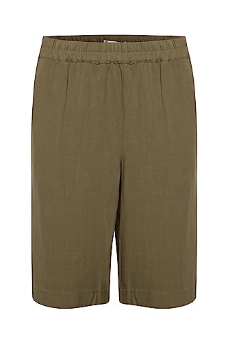 b.young BYJOHANNA Bermuda Damen Shorts Leinenshorts Bermuda Kurze Hose Knielang mit elastischem Bund Regular-Fit, Größe:40, Farbe:Burnt Olive (180521) von b.young