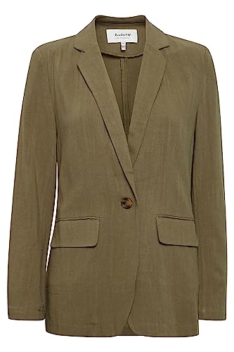 b.young BYJOHANNA Damen Blazer Longblazer Jacke Viskose - Leinenmix mit Reverskragen und Knopf Regular Fit, Größe:36, Farbe:Burnt Olive (180521) von b.young