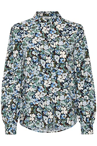 b.young BYJOSA Damen Langarmshirt Langarmbluse Bluse Hemdbluse Stehkragen mit Allover-Print aus 100% Viskose LENZING(TM) ECOVERO(TM), Größe:38, Farbe:Frosty Green Mix (201069) von b.young